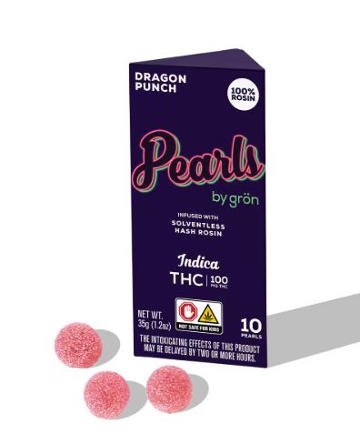 Photograph of product: Gron: Dragon Punch Pearl | Solventless Rosin Gummies | 100mg TH-oui | 10pk