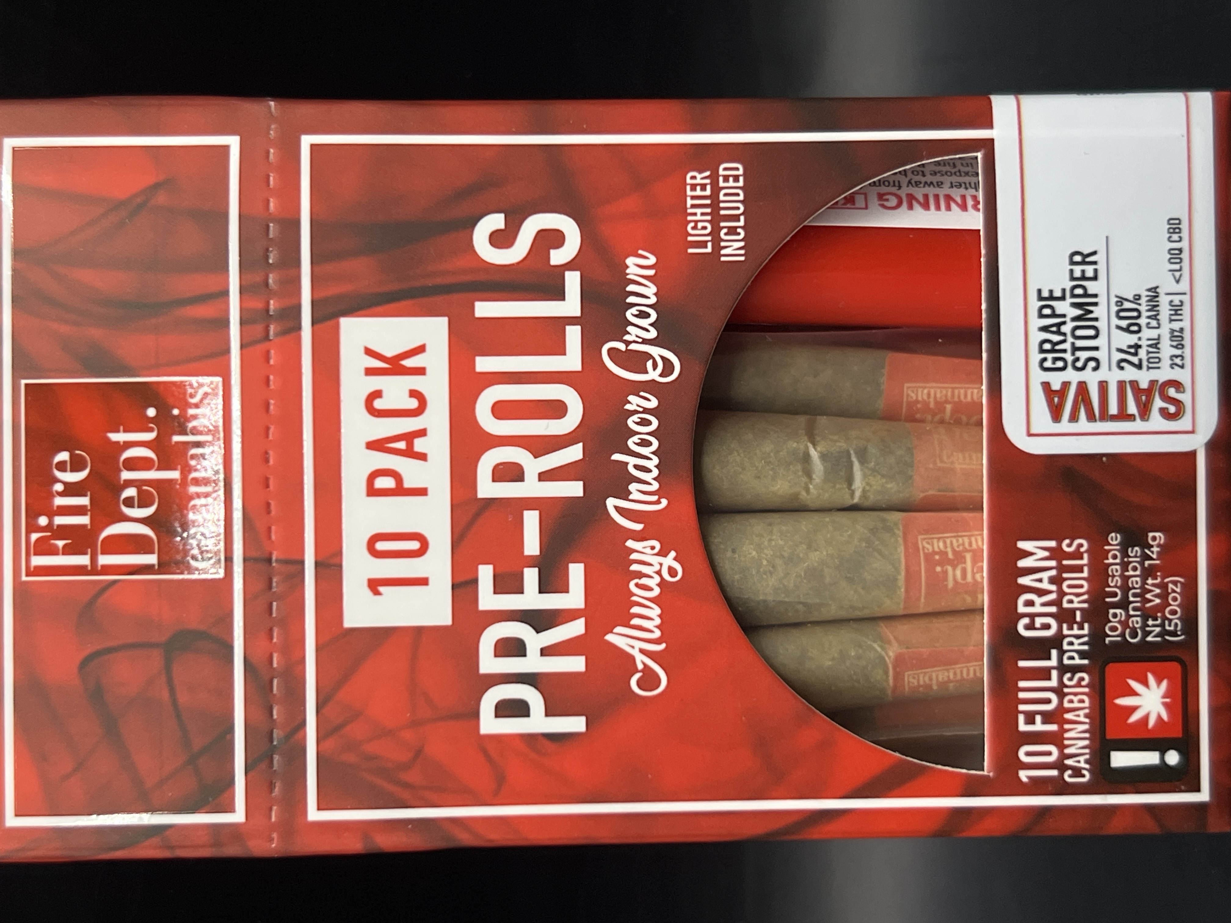 Photograph of product: Fire Dept. Grape Stomper Pre-Roll 10pk with Lighter