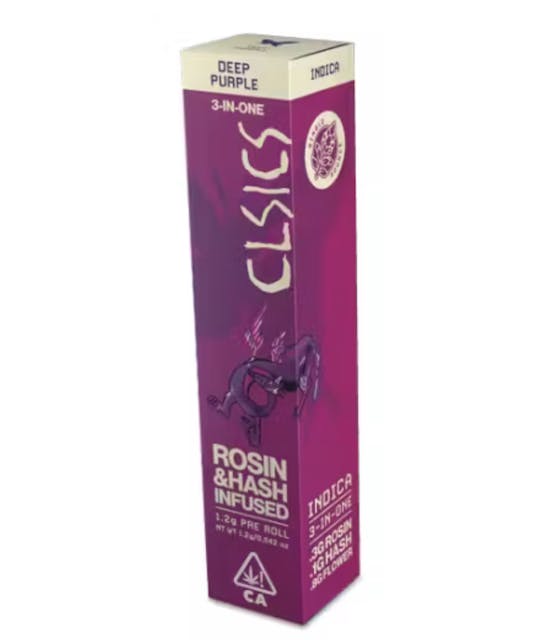 Photograph of product: 1.2g Deep Purple Trifecta Rosin and au chocolat Preroll - 