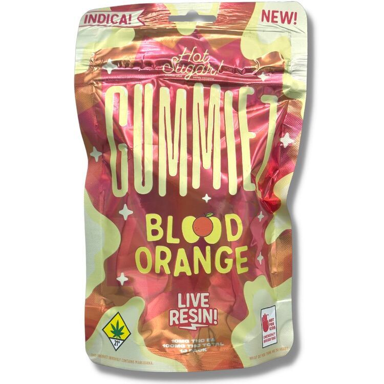 Photograph of product: Blood Orange Oui'd Gummiez 10pk/100mg Live Resin Infused Fruit Gummiez Solid Edibles 2.29oz (Hot Sugar)