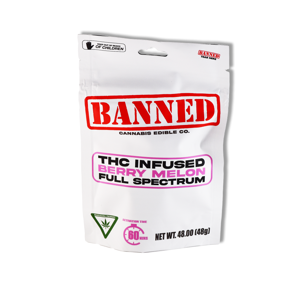 Photograph of product: Banned | Berry Melon Gummy Clusters | 4x50mg | 200mg