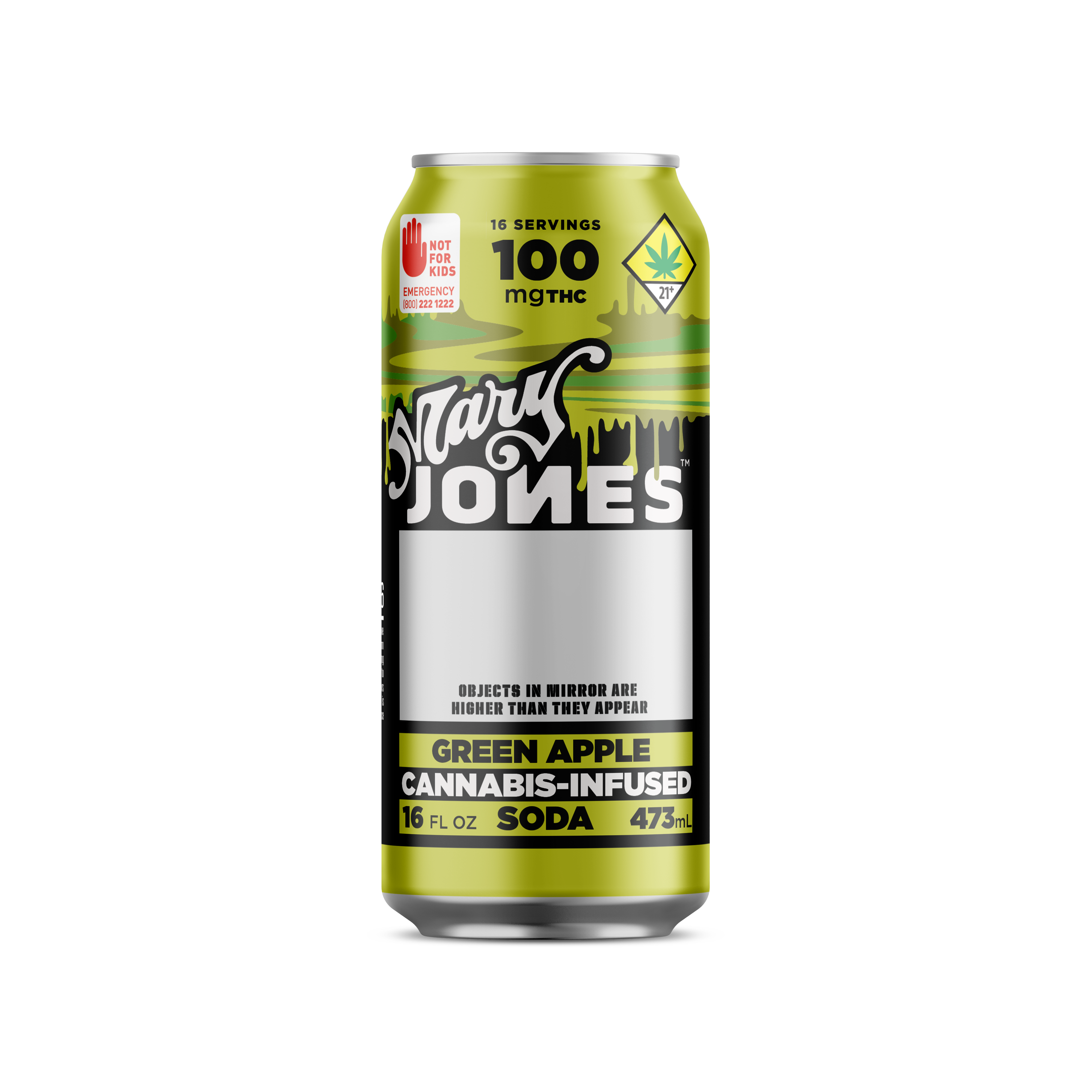Photograph of product: Mary Jones | Green Apple | 16 fl oz Soda | 100mg TH-oui