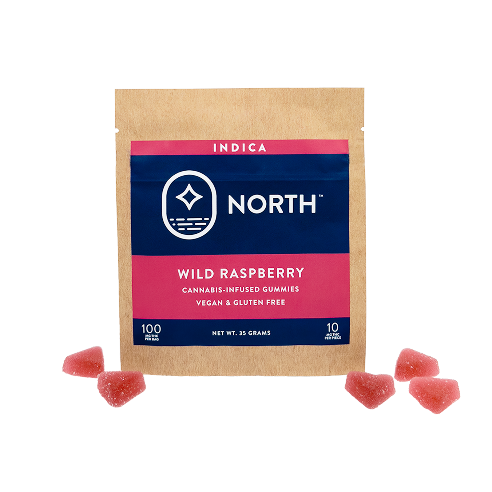 Photograph of Product: Wild Raspberry Gummies - Vegan, GF (10mg Each | 100mg Total THC)