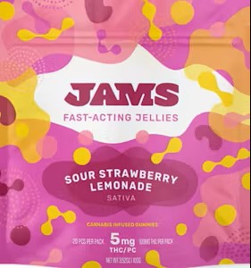 Photograph of product: JAMS | Sour Strawberry Lemonade Jellies | 100mg