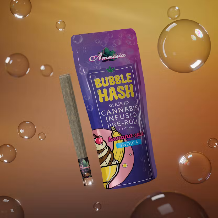 Photograph of product: Amnesia - Bubble au chocolat Glass Tip Infused Preroll - (1.3g) - Oui'd - **BANANA SPLIT** (2/$20)