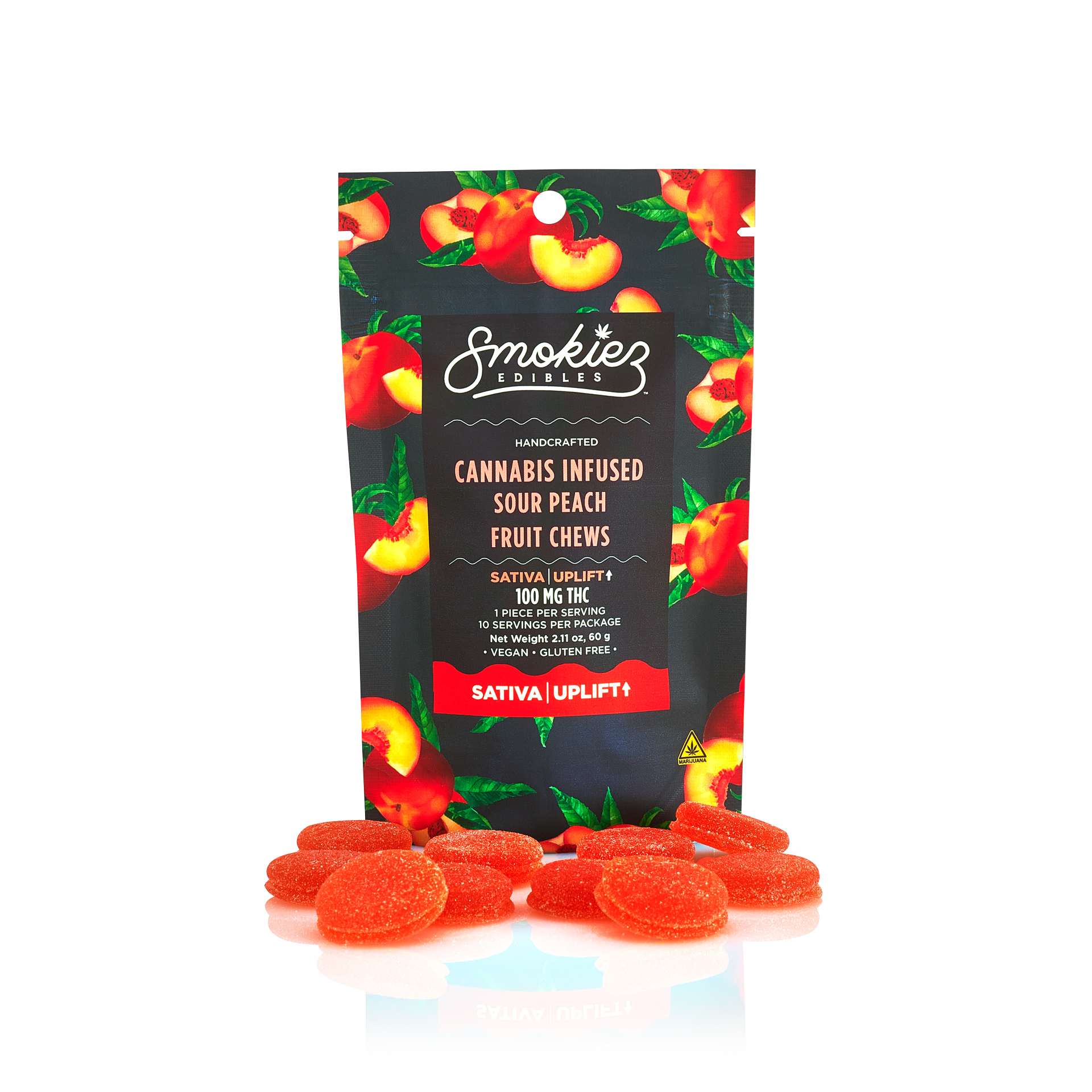 Photograph of product: Smokiez: Sour Peach 100mg/10 pack