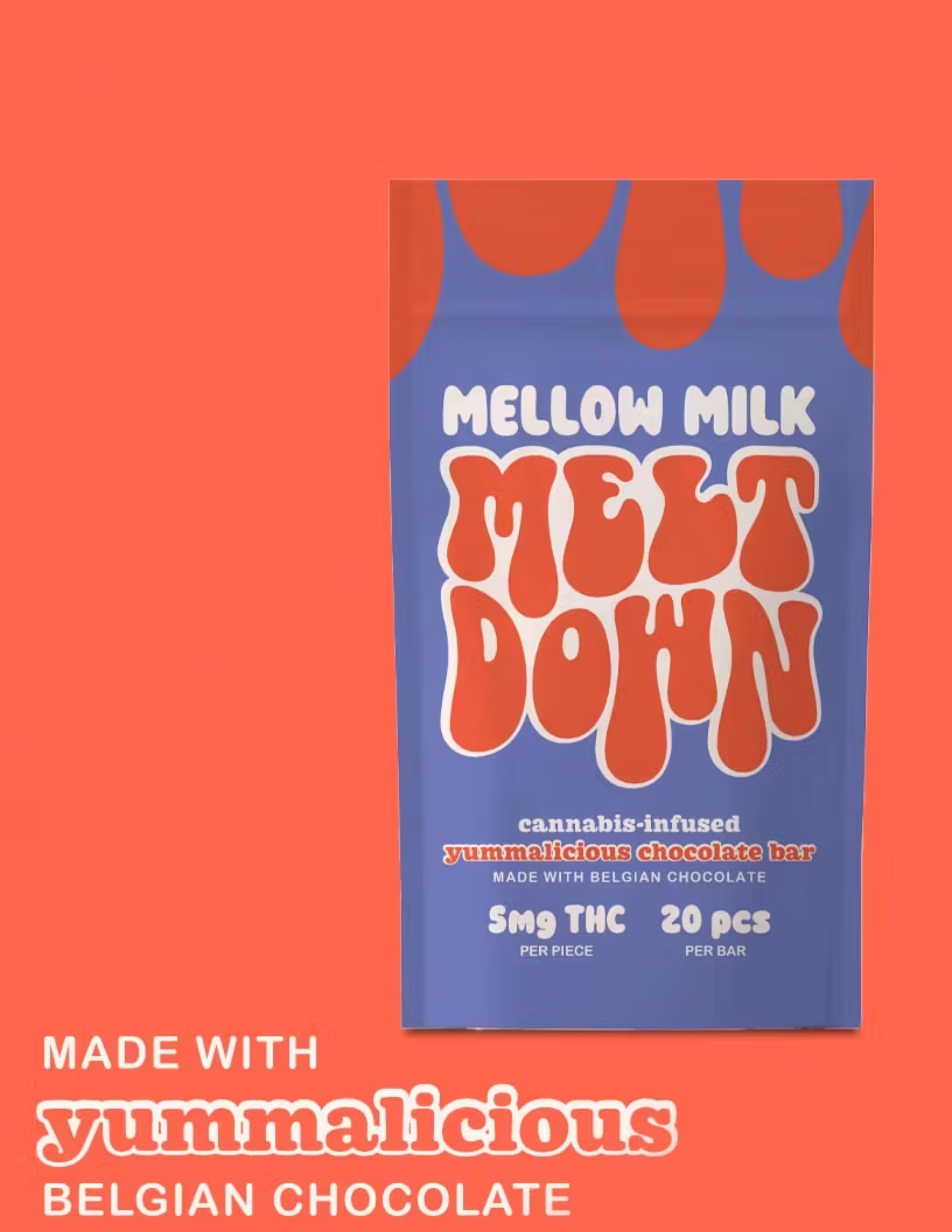 Photograph of product: Meltdown - Mellow Milk Chocolate Bar - 20 Pieces