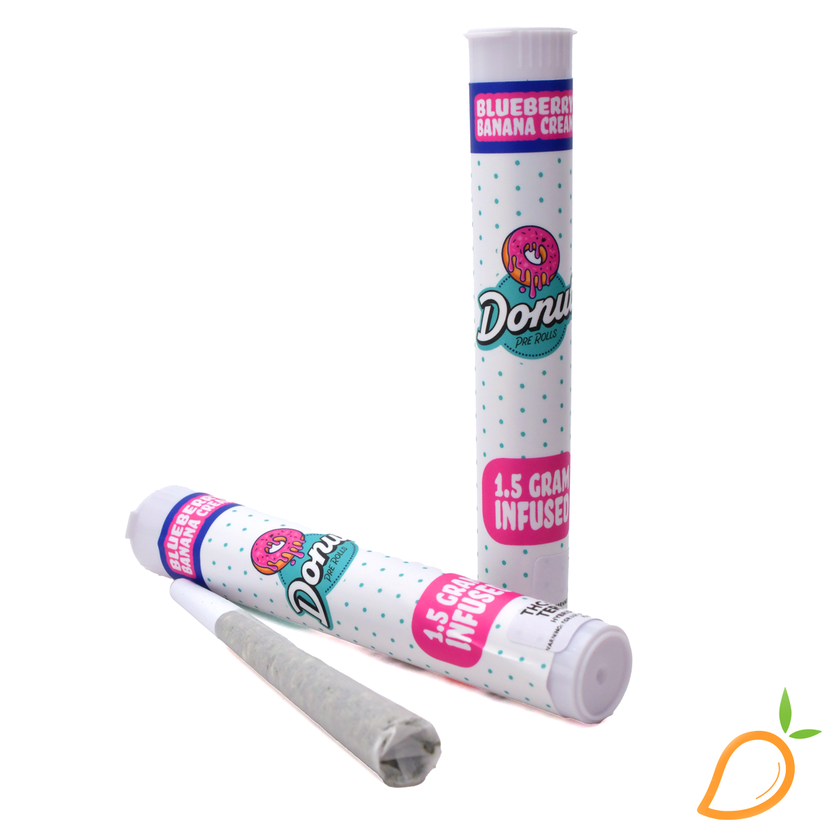 Photograph of product: 1.5g Blueberry Banana Creme Infused Preroll Donuts