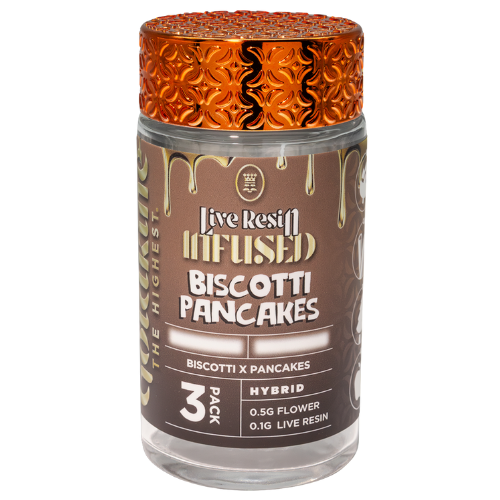Photograph of product: Goldkine Biscotti Pancakes Infused Pre-Rolls 3 Pack 1.8g