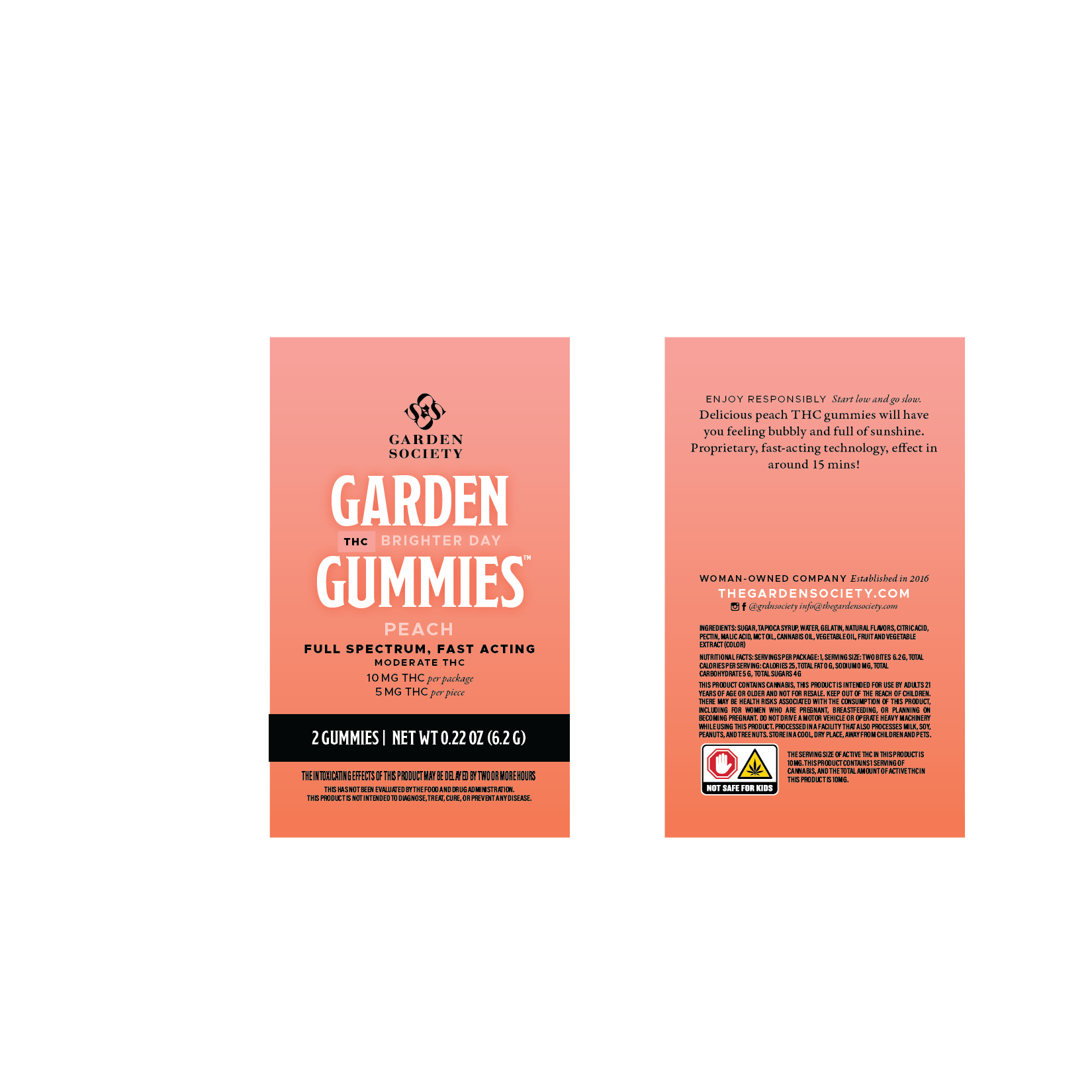 Photograph of product: Garden Gummies Peach Oui'd 2pk Gummies