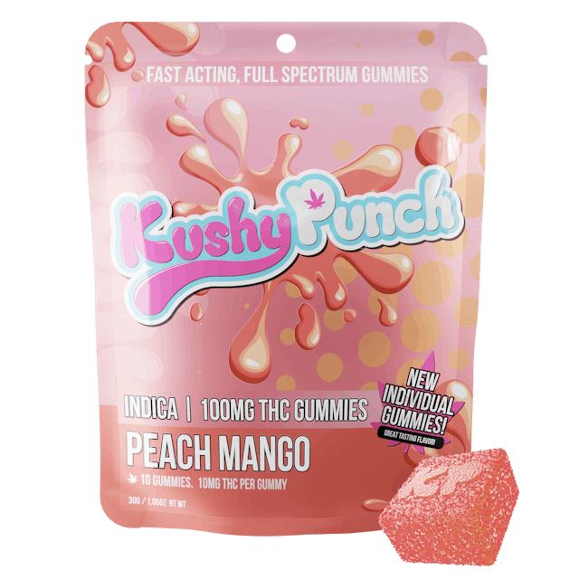 Photograph of product: Oui'd Peach Mango | 100MG Individual Gummies