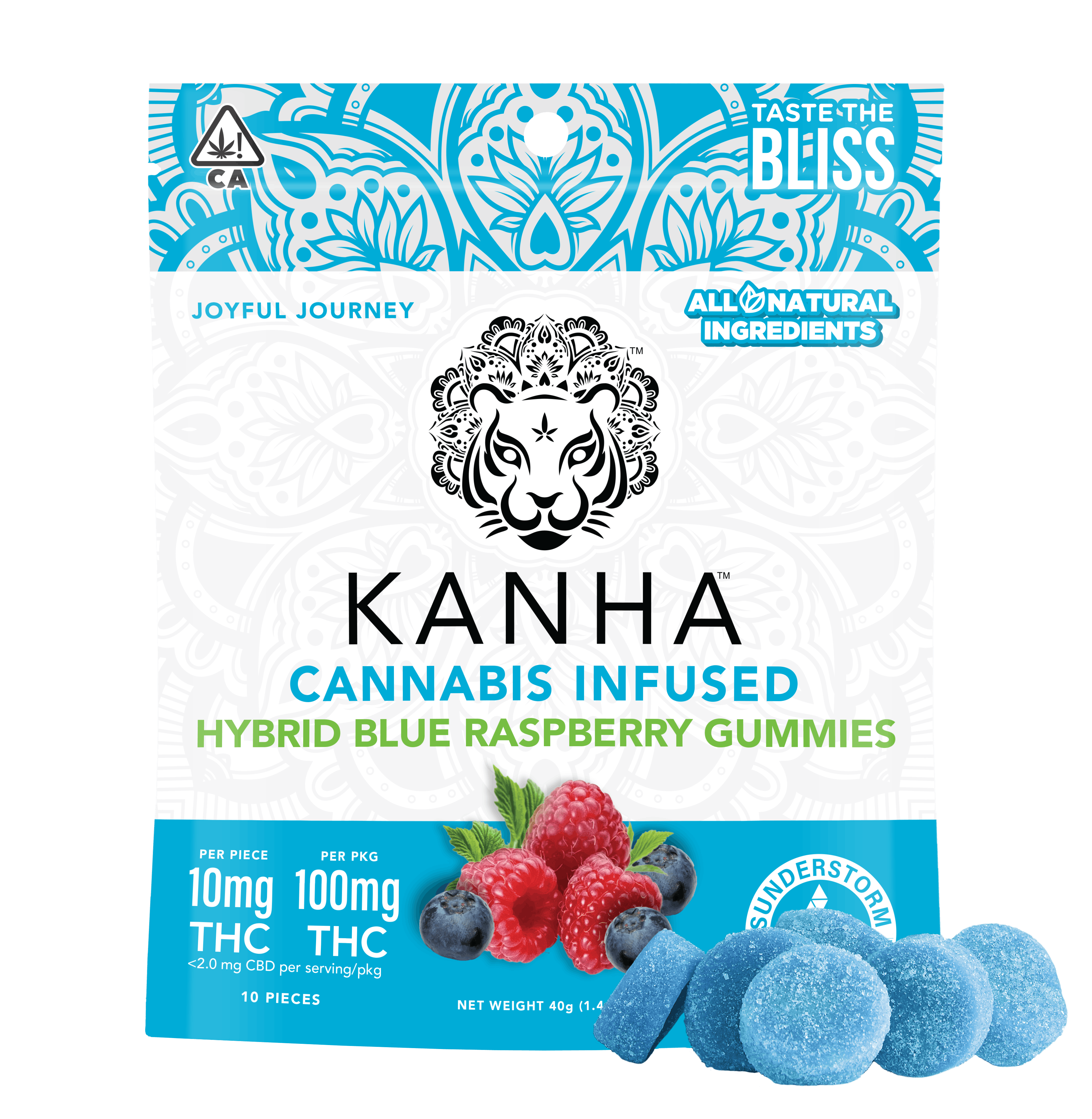 Photograph of product: 100MG BLUE RASPBERRY - KANHA