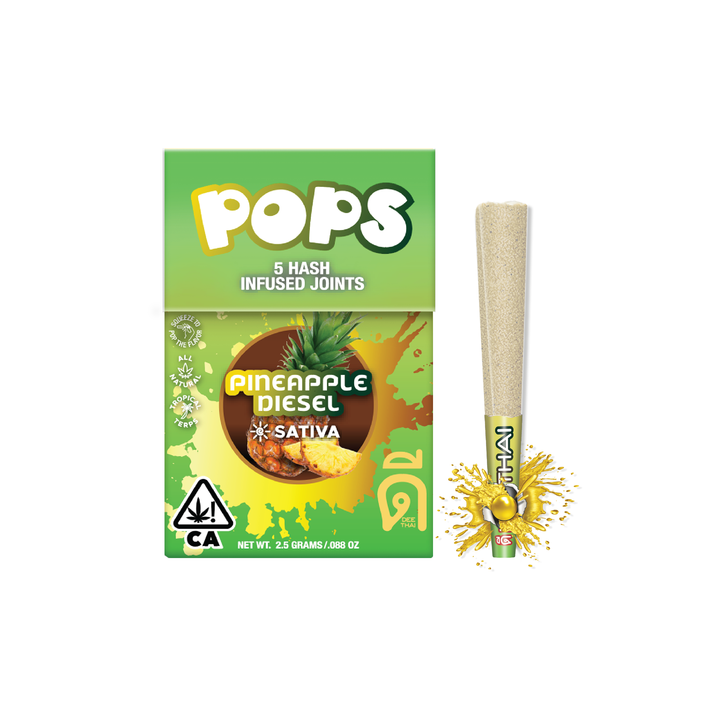 Photograph of product: Dee Thai *Pops* 2.5g 5pk Pineapple Diesel