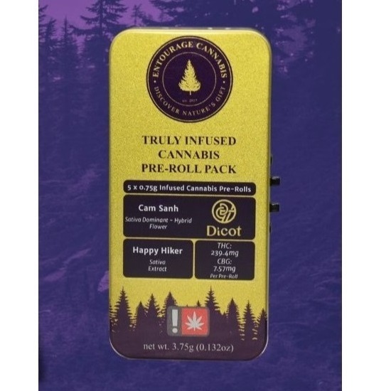 Photograph of product: Entourage > Infused Pre Roll 3Pk x 1.5g > Hellcat #15 x Banana Cream Cake