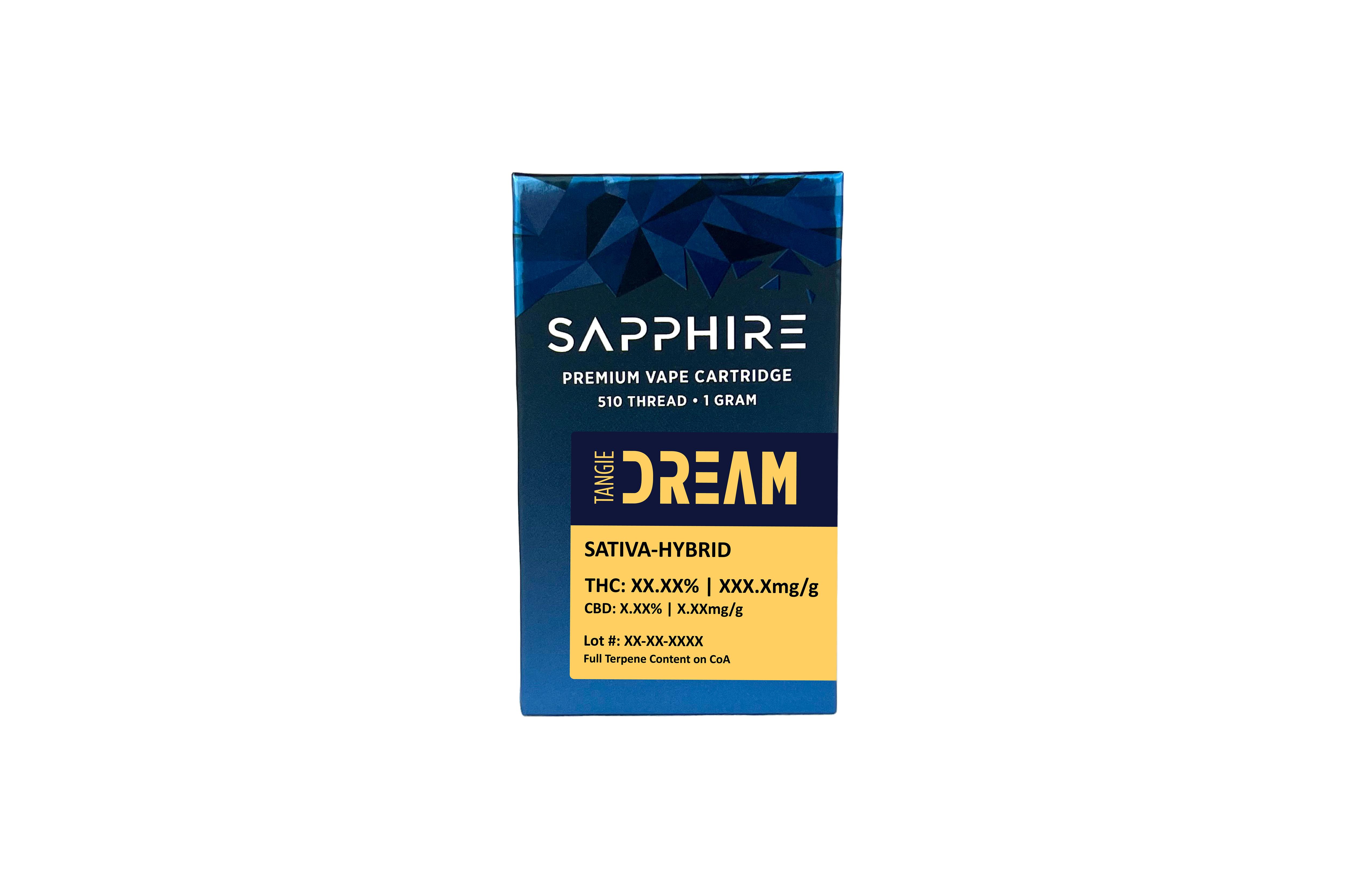 Photograph of Product: Sapphire | Tangie Dream | Sativa-Hybrid | Vape Cart