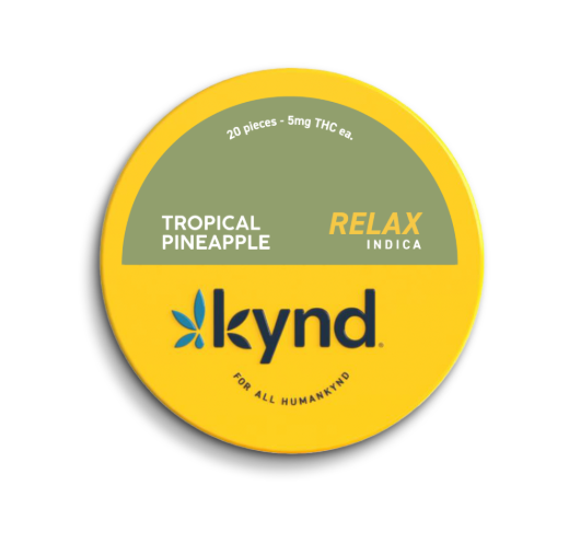 Photograph of product: Kynd Relax Tropical Pineapple 100mg 20pk Gummies