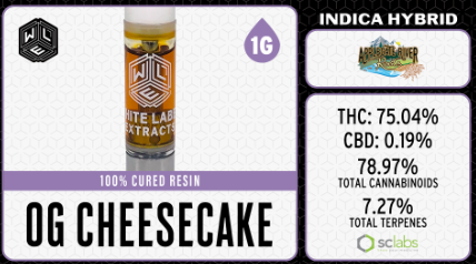 Photograph of product: White Label Extracts | Cured Resin Cartridge OG Cheesecake