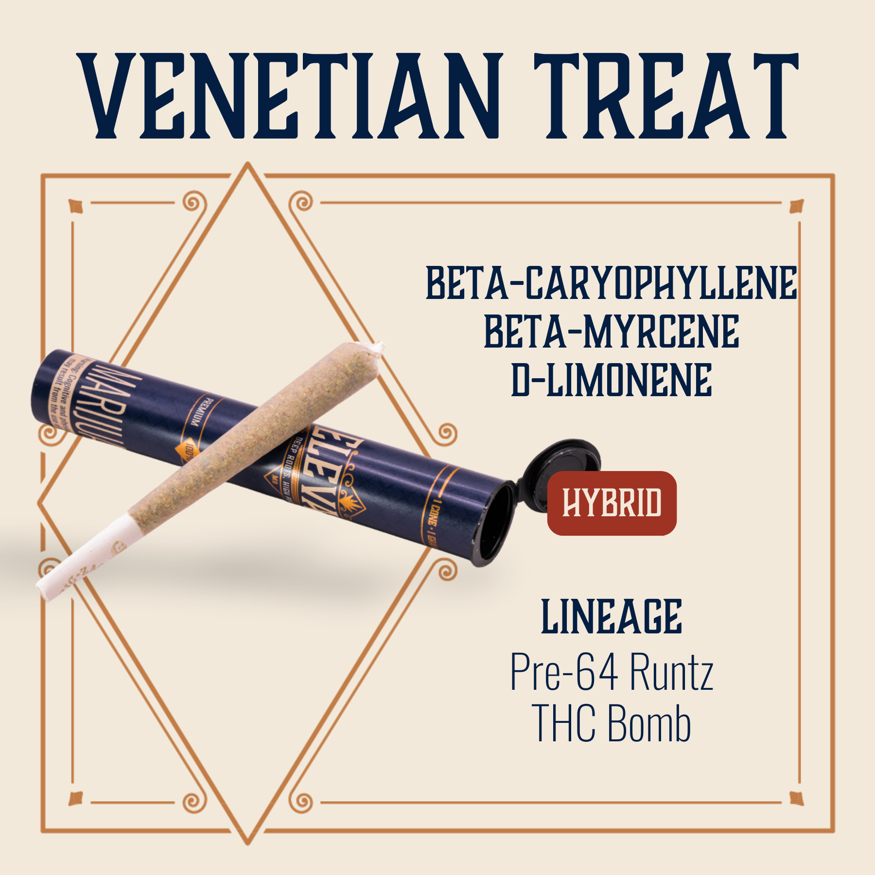 Photograph of product: Venetian Treat Pre-Roll | 1g