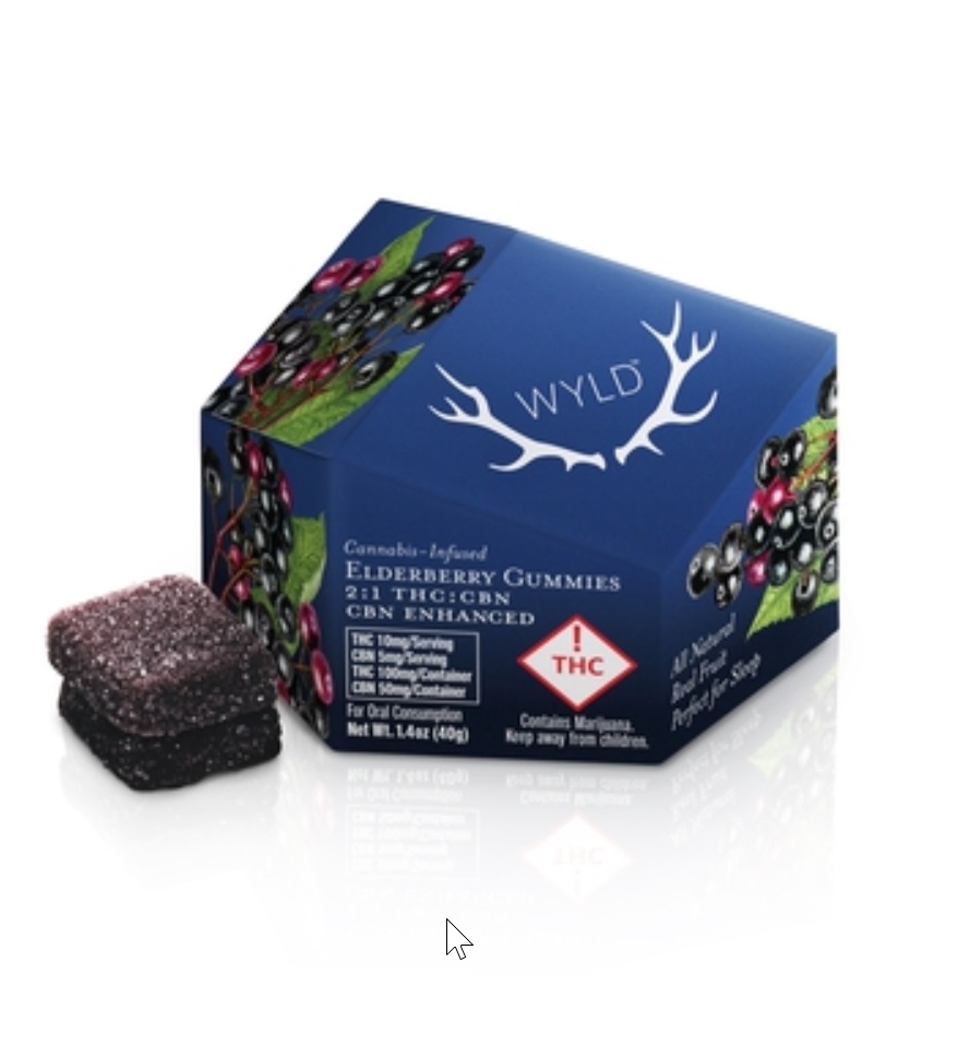 Photograph of product: WYLD Gummies Elderberry (I) 2:1 CBN 100mg