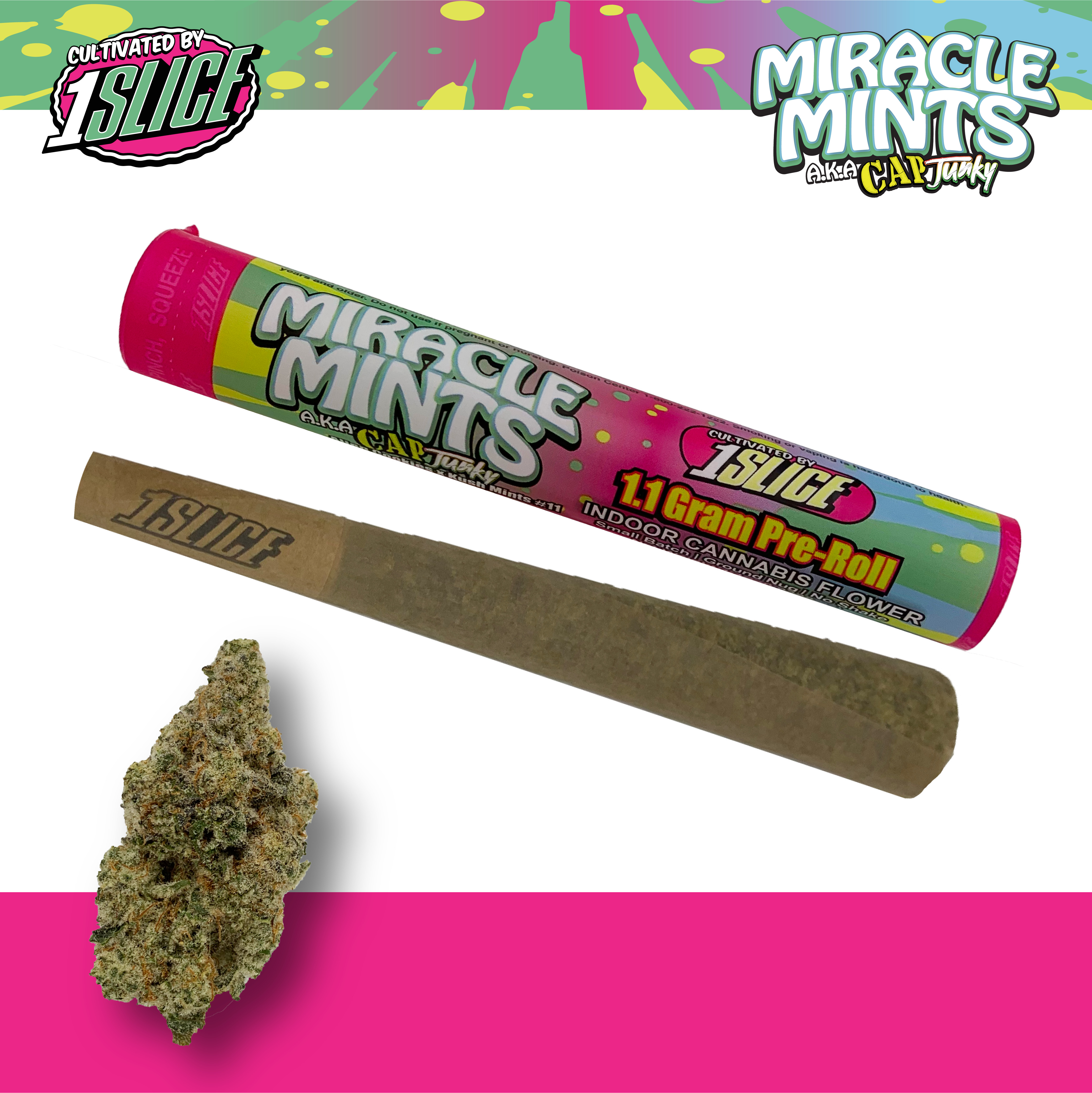 Photograph of product: 1 Slice - Miracle Mints - Pre-Roll - 1.1 g