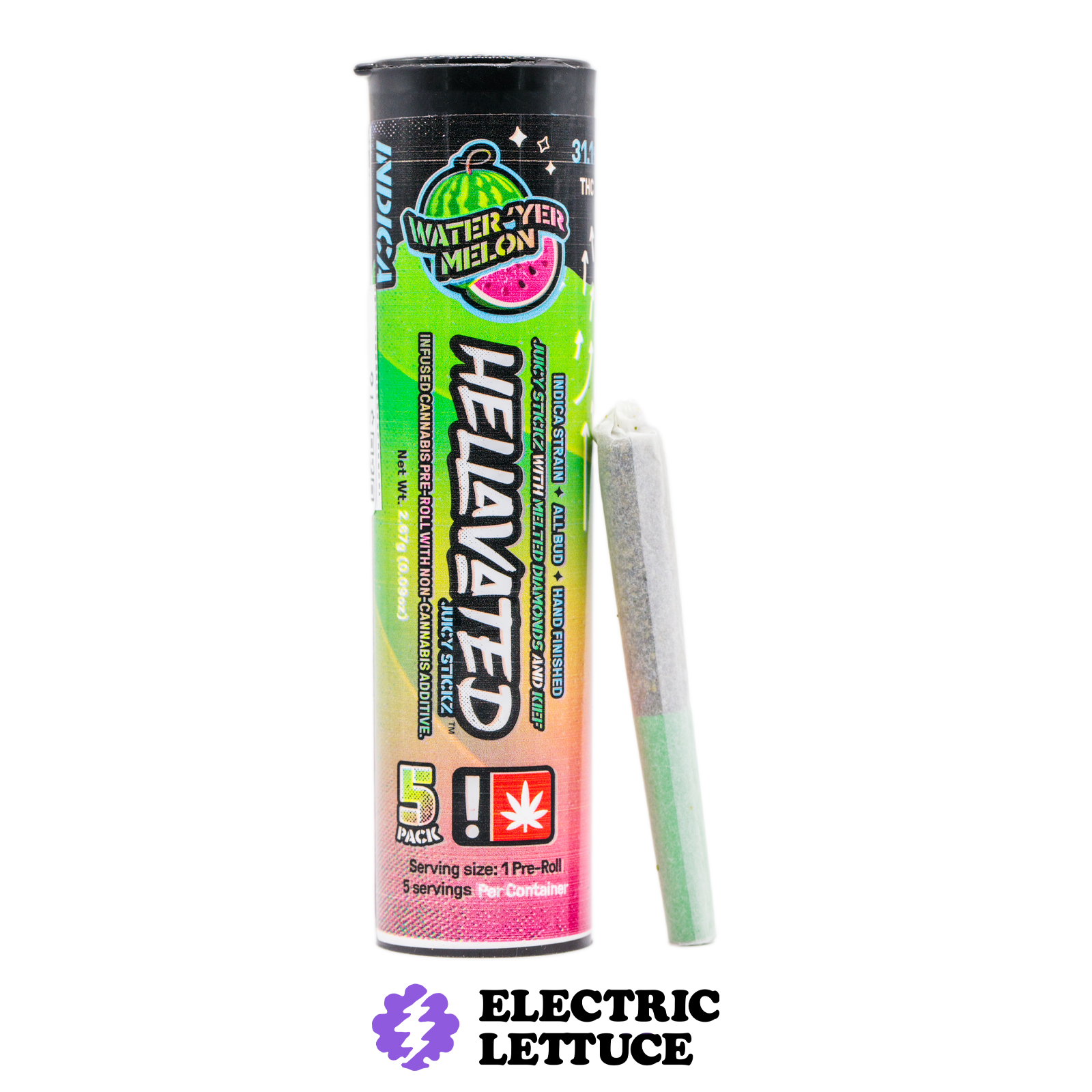 Photograph of product: Hellavated Water'Yer Melon 5pk Infused Pre-Roll 0.5g