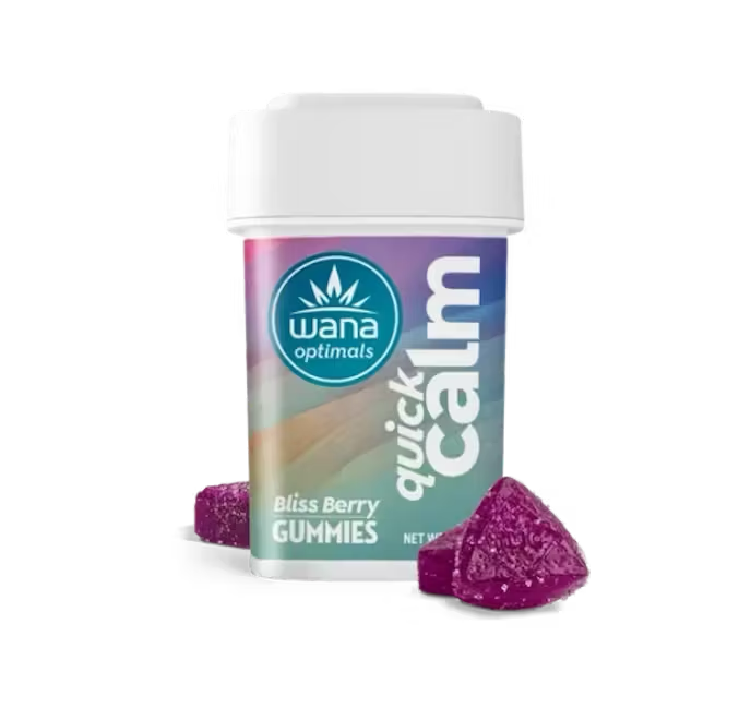 Photograph of product: 10:10:1 Quick Calm Blissberry 100mgCBD:100mgCBG:10mgTHC Gummies by Wana