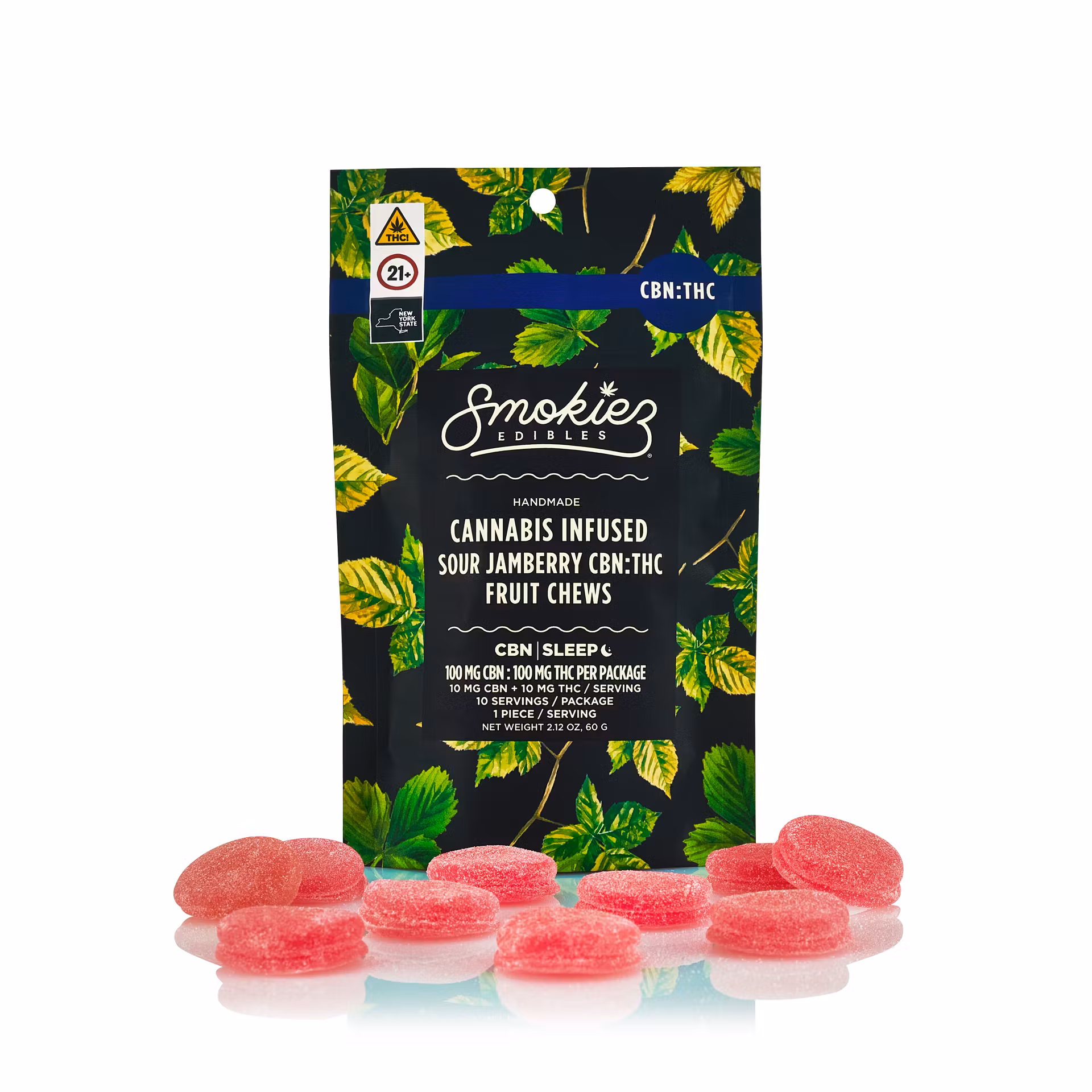 Photograph of product: Sour Jamberry Night Time 1:1 TH-oui:CBN | Gummies [10pk x 10mg]