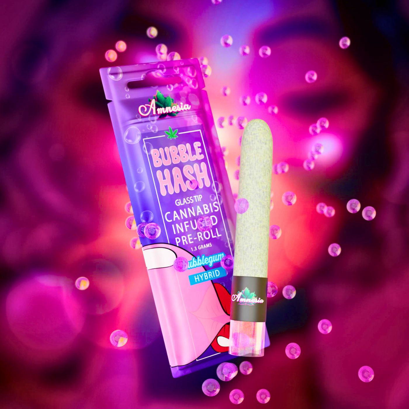 Photograph of product: Amnesia - Bubble Gum Bubble au chocolat Infused 1.3g Glass Tip PR