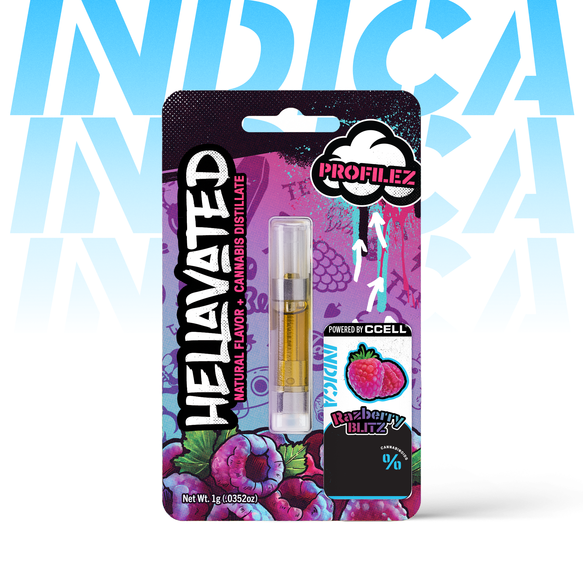Photograph of product: Hellavated | Profilez | Razberry Blitz - 1g Flavored Cart