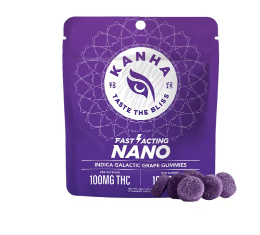 Photograph of product: KANHA NANO GALACTIC GRAPE 10PK GUMMIES 100MG
