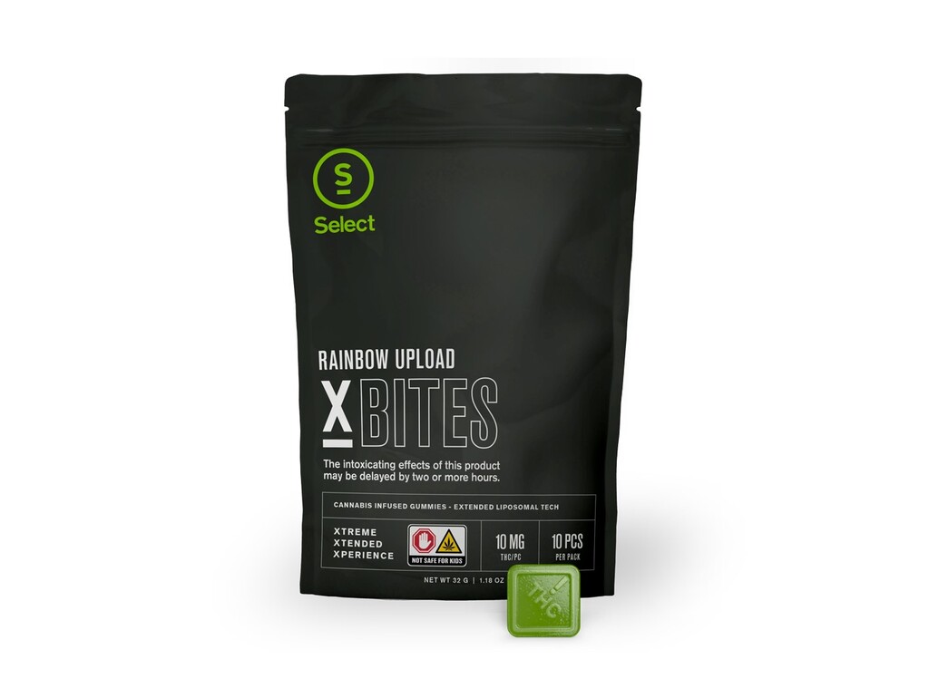 Photograph of product: Select: Rainbow Upload | X Bites | 100mg | 10pk