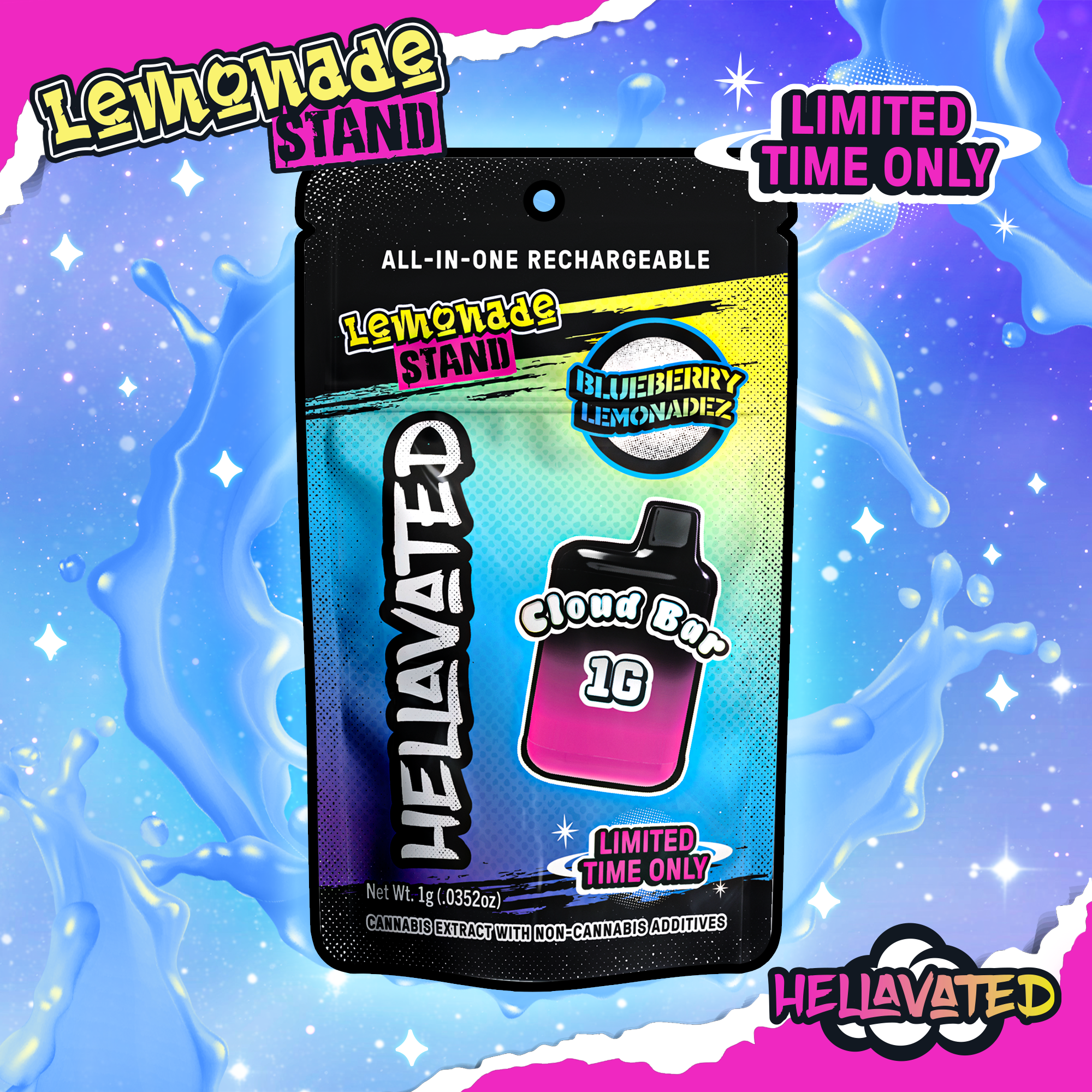 Photograph of Product: Blueberry Lemonadez Cloud Bar Rechargeable Disposable | 1g