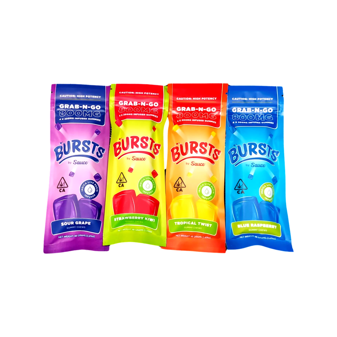 Photograph of product: Sauce Bursts | Sour Grape 2pk 100 Milligram Gummies   2 Pack