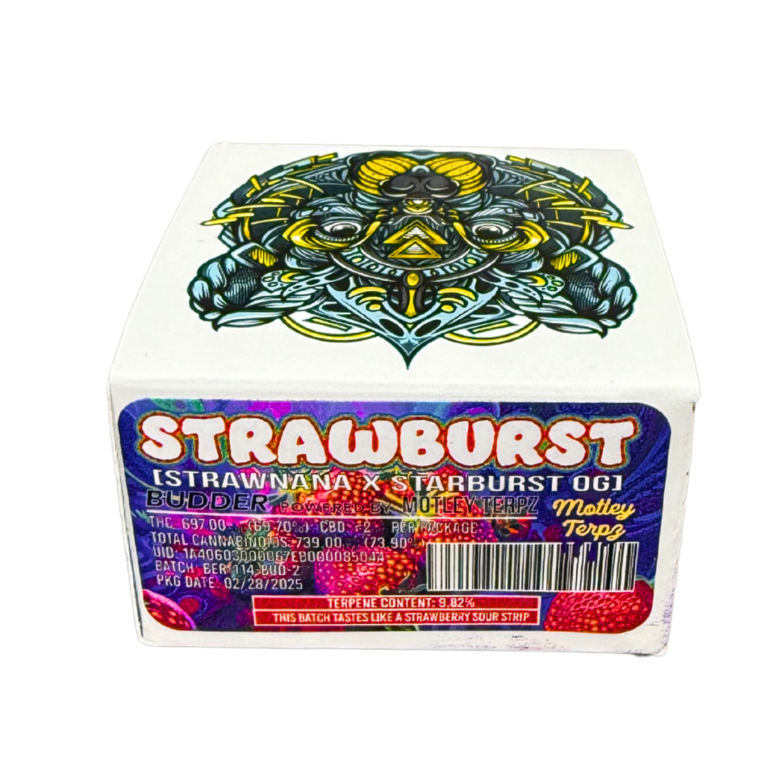 Photograph of product: STRAWBURST LIVE RESIN BUDDER
