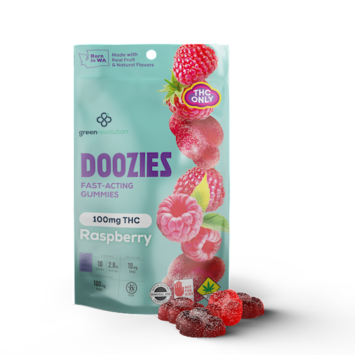 Photograph of product: Green Revolution - Doozies - Raspberry Chill  [100mg] - 10pk Edibles
