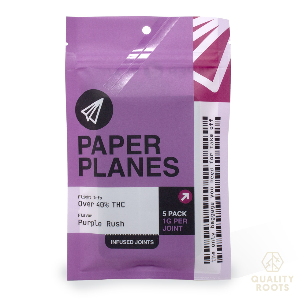 Photograph of product: Paper Planes - Purple Rush Infused Pre-Rolls 5pk 5g