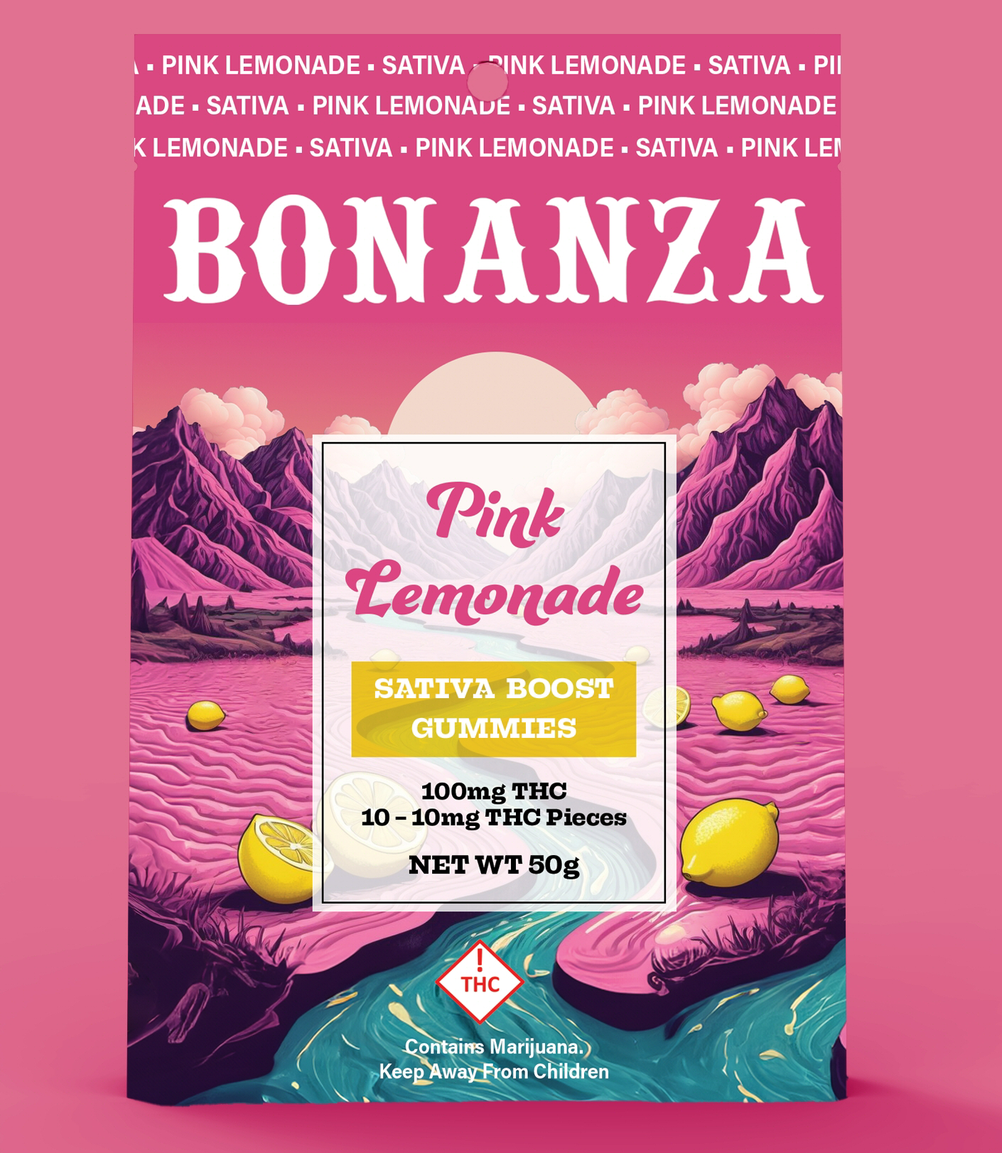 Photograph of product: Pink Lemonade (S) - 100mg Gummies - Bonanza