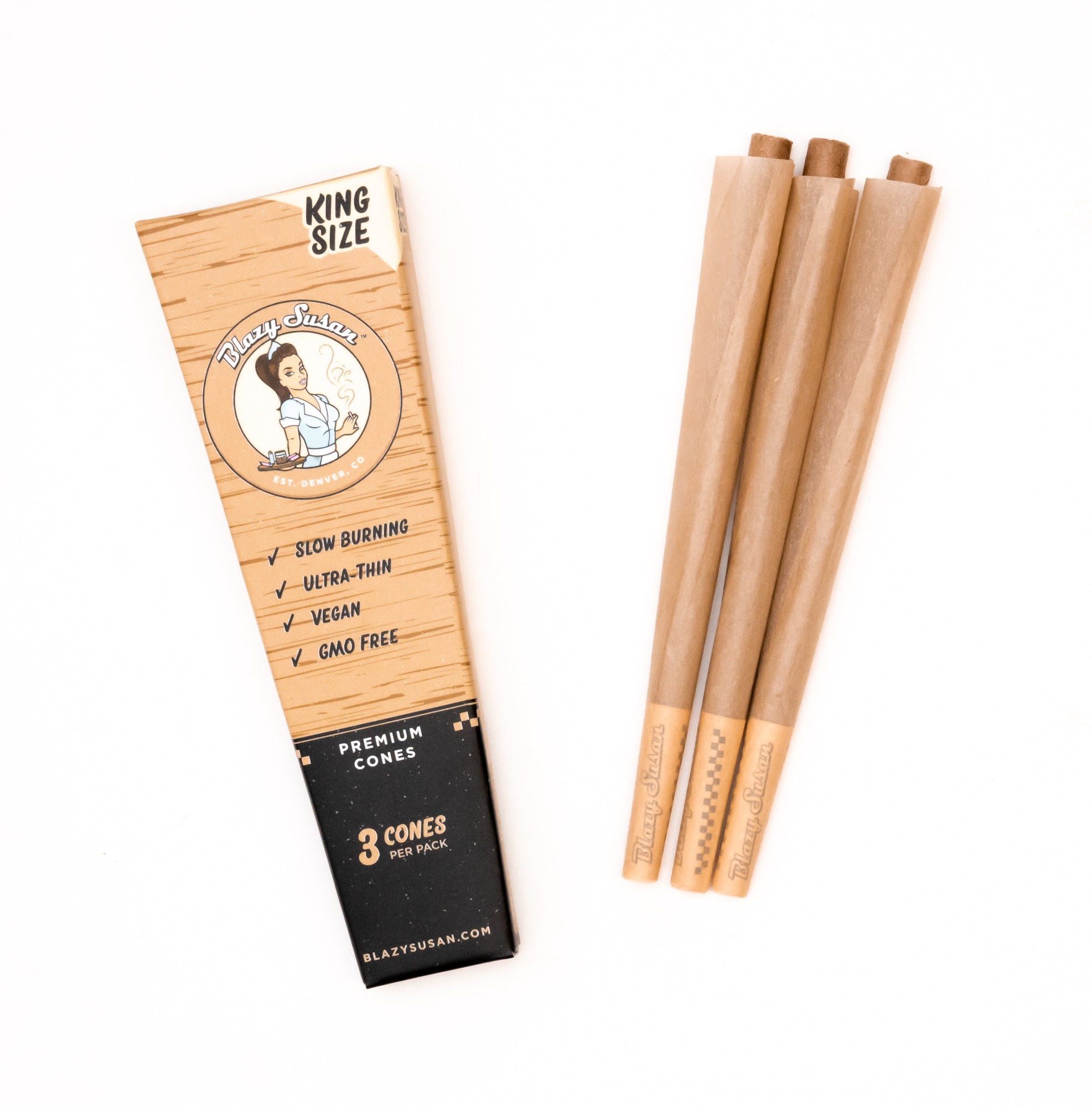 Photograph of product: Cones 3pk - King Size - Unbleached