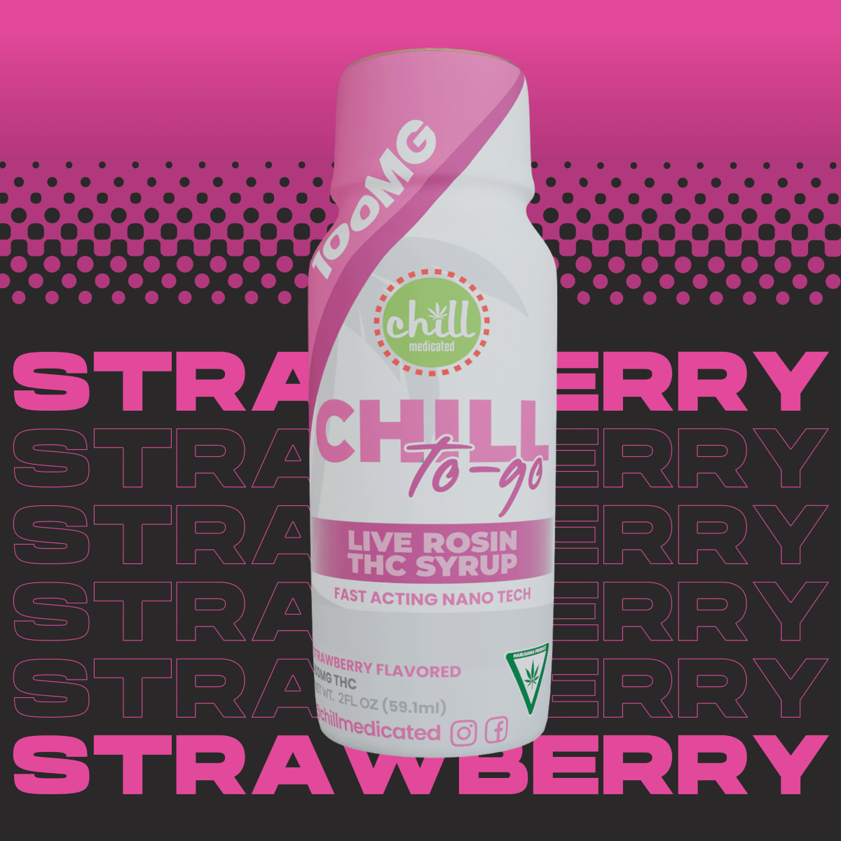 Photograph of product: CHILL -TO-GO STRAWBERRY - LIVE ROSIN SYRUP - 2 FL OZ - 100MG