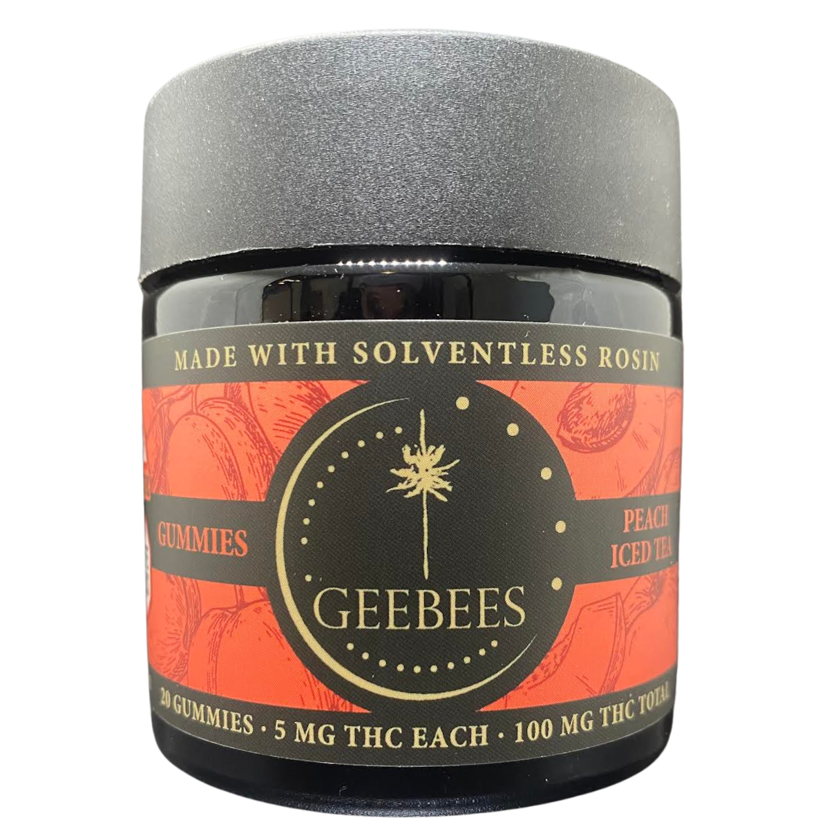 Photograph of Product: GEEBEES - 5mg Hash Rosin Gummies - Peach Iced Tea