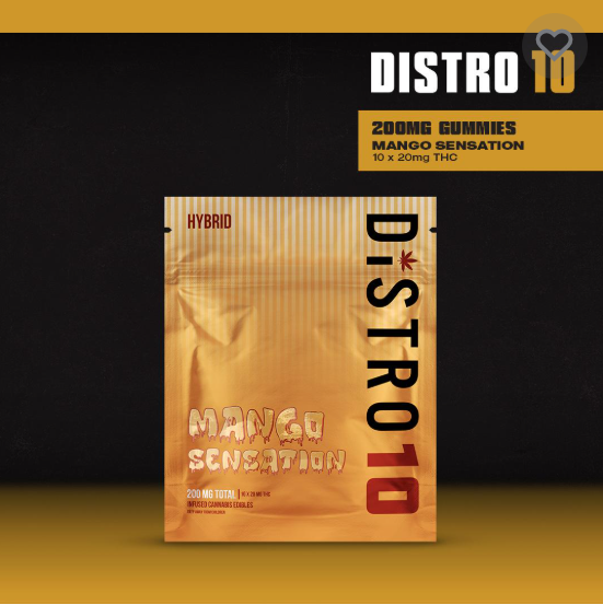 Photograph of product: Distro 10 200mg Gummies | Mango Sensation - Hybrid