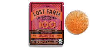 Photograph of product: Lost Farm Gummy – Cherry Mango Amarelo - Live Rosin Gummy - 100g - 