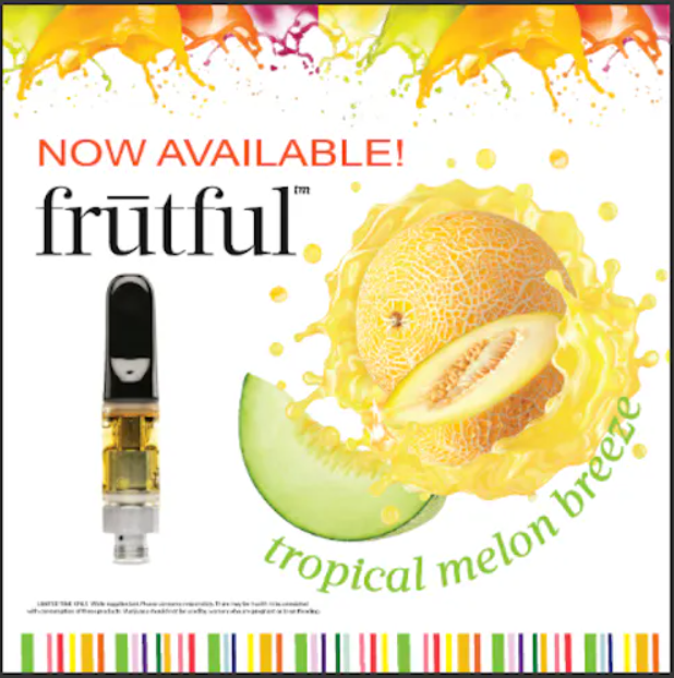 Photograph of product: Frutful Tropical Melon Breeze (H) Distillate Vape Cartridge 1g