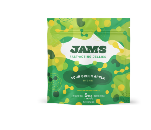 Photograph of Product: Gummies | JAMS Sour Green Apple | Fast Acting Jellies | 00724