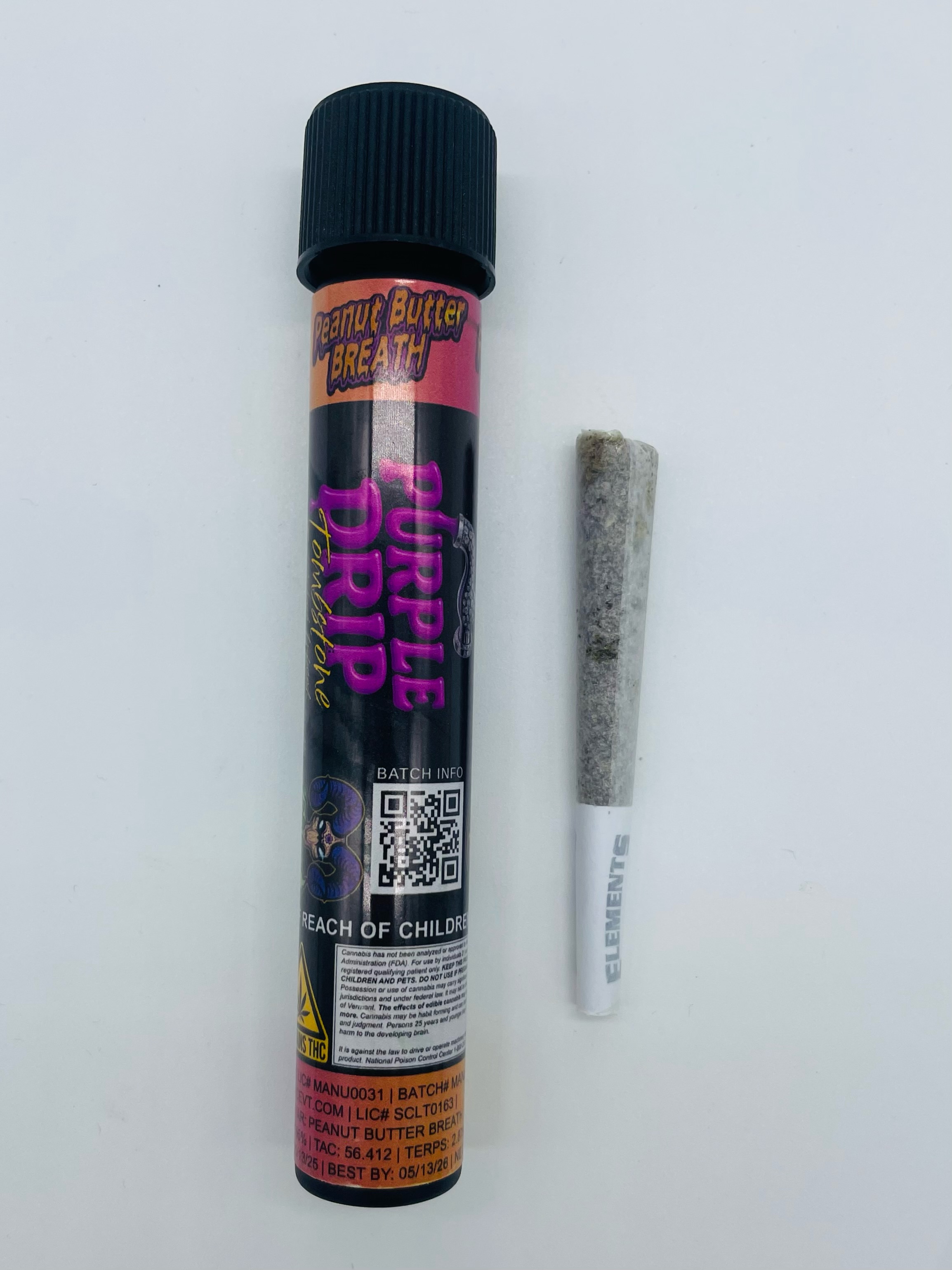 Photograph of product: Stone Leaf | Purple Drip (Peanut Butter Breath) Tombstone | Infused Preroll | .85 g | 49.79% TH-oui