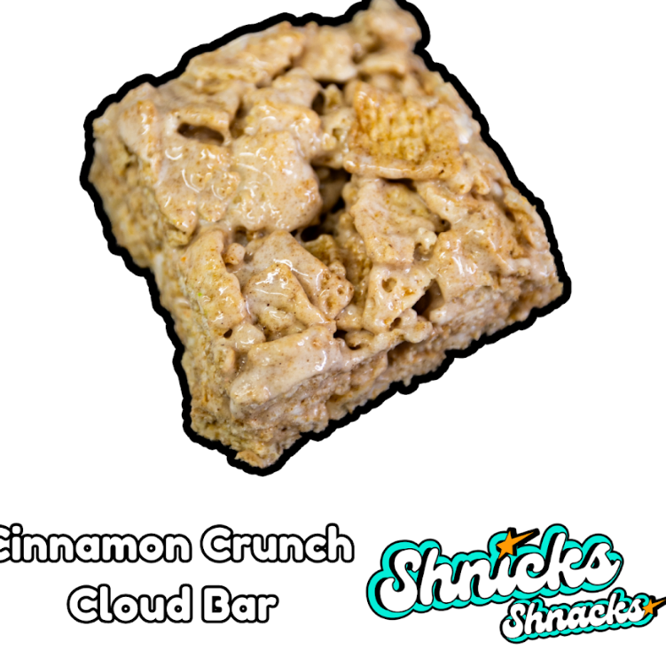 Photograph of product: Shnicks Snacks | Cinnamon Crunch Cloud Bar | Cereal Bar | 10mg