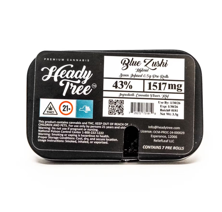 Photograph of product: Heady Tree | Blue Zushi | .5g | 7pack | Pre-Rolls | (H)