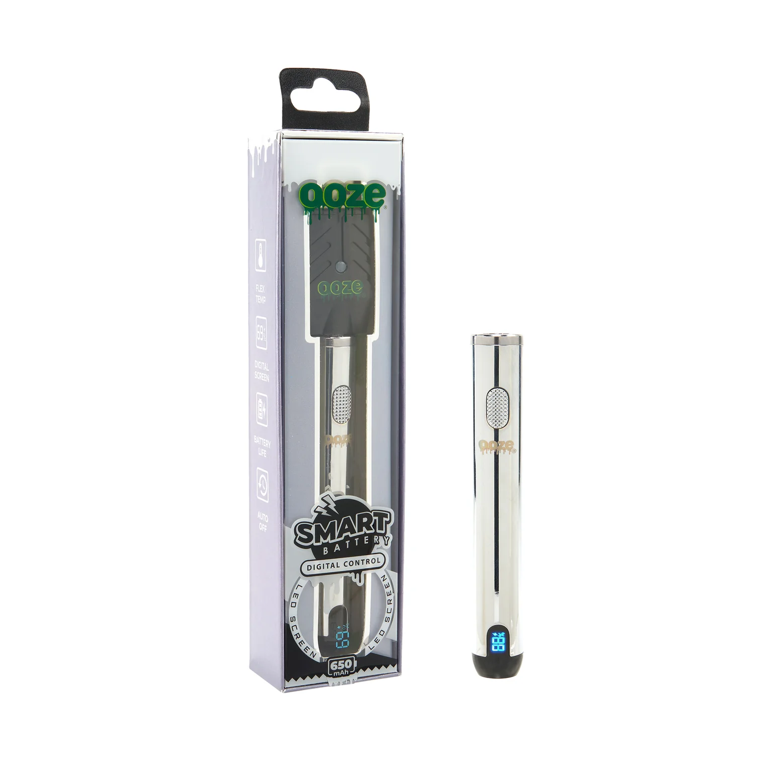 Photograph of product: Ooze | 650 Smart Battery | Digital Control | Cosmic Chrome