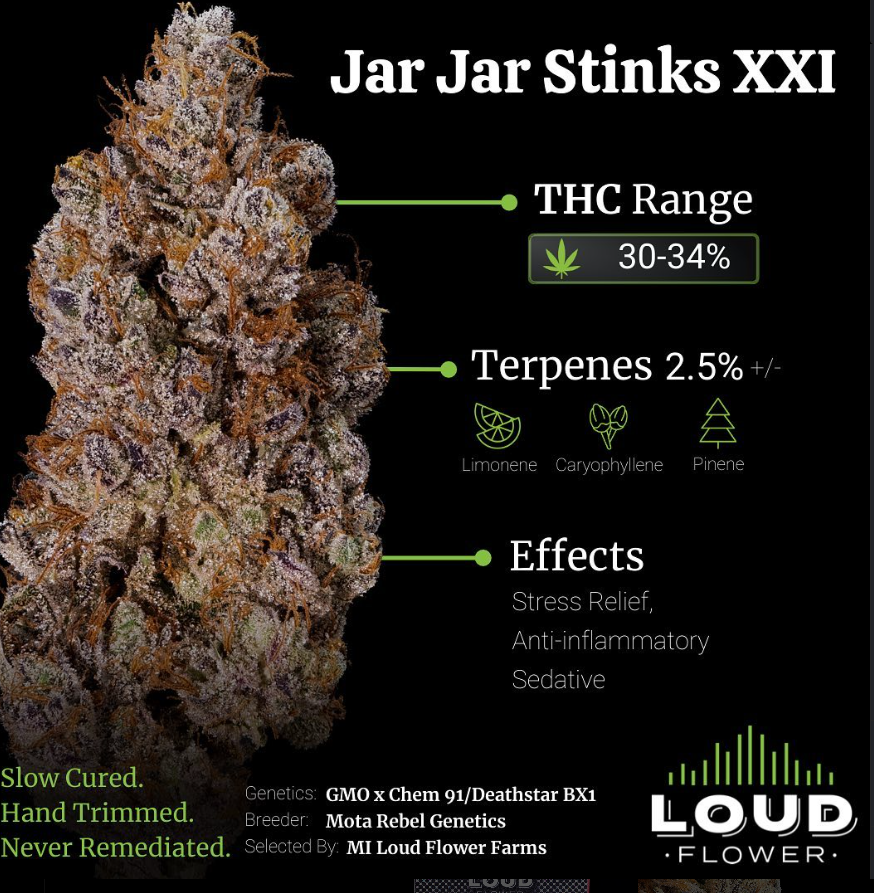 Photograph of product: Jar Jar Stinks #21 | MI Loud Flower Farms - 28g
