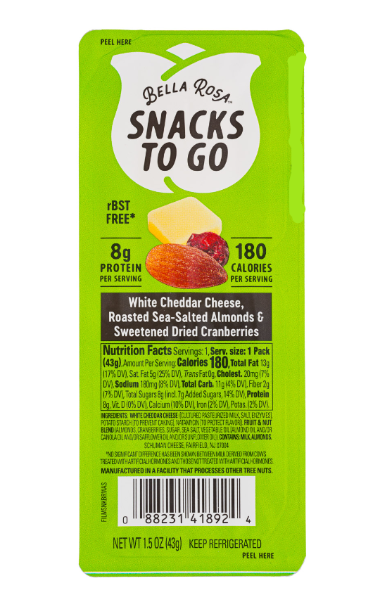 Photograph of product: BELLA ROSA CHEESE, ALMONDS&CRANBERRIES SNACK